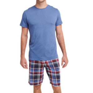 Blauw Gestreepte Pyjama Set Shorts Man
